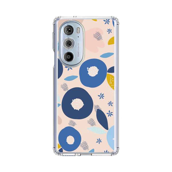 Abstract Floral Pattern with Blue, Pink and Mustard Flowers Motorola Edge Plus (2022) Case