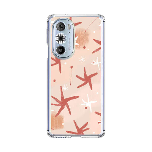 Abstract Star Pattern Red and White on Beige Background Motorola Edge Plus (2022) Case