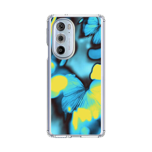 Blue Butterflies Glowing Abstract Background Motorola Edge Plus (2022) Case
