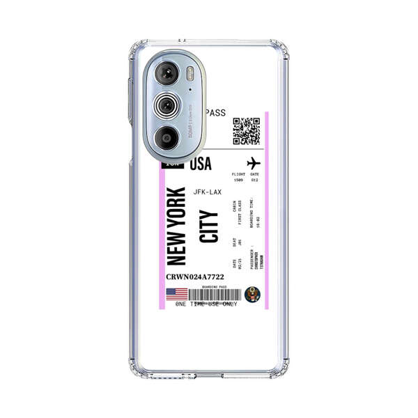 Boarding Pass New York City Flight Ticket Motorola Edge Plus (2022) Case