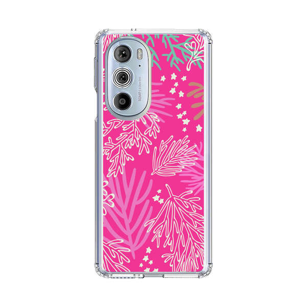 Bright Pink Tropical Leaf Pattern Motorola Edge Plus (2022) Case