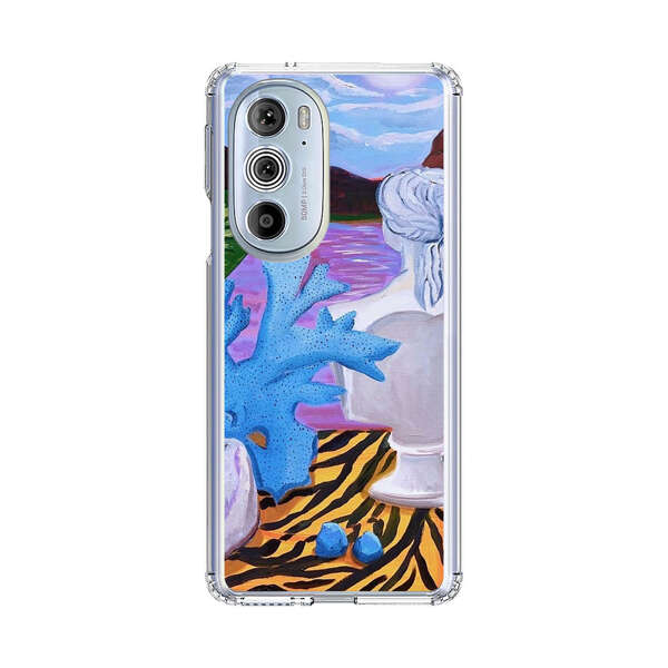 Classical Statues and Tropical Plants by the Ocean Motorola Edge Plus (2022) Case