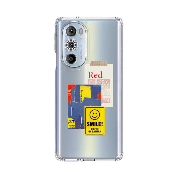 Collage Torn Paper Smiley Face Yellow Sign Motorola Edge Plus (2022) Case