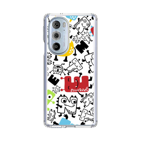 Colorful Cartoon Monsters Letters Pattern Motorola Edge Plus (2022) Case