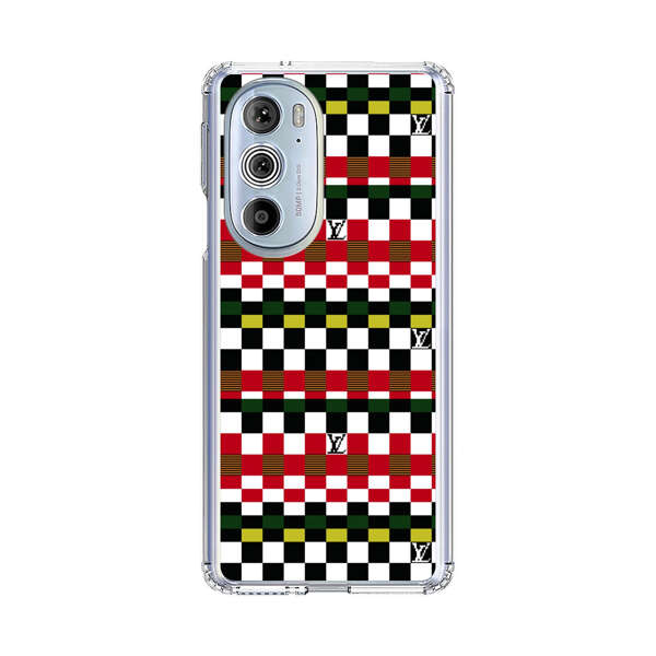 Colorful Checkerboard Stripes Pattern Motorola Edge Plus (2022) Case