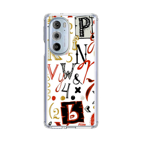 Colorful Hand Drawn Letters and Numbers Pattern Motorola Edge Plus (2022) Case