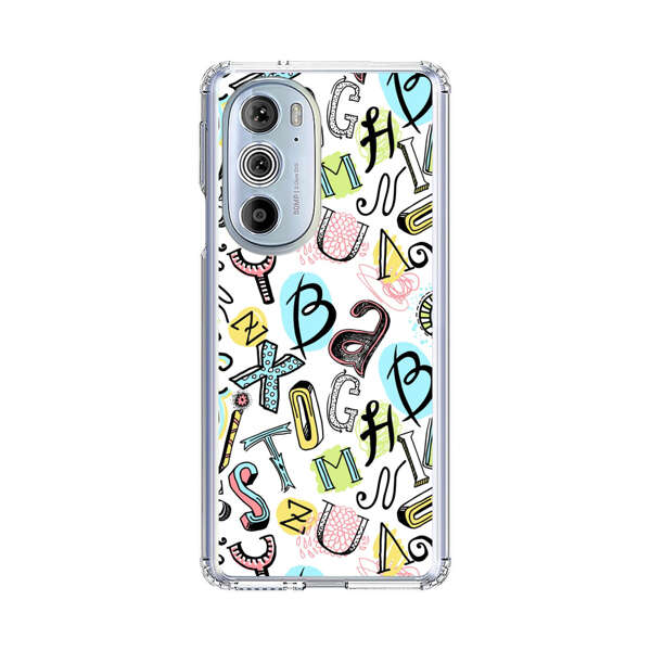 Colorful Scattered Alphabet Letters Pattern Motorola Edge Plus (2022) Case