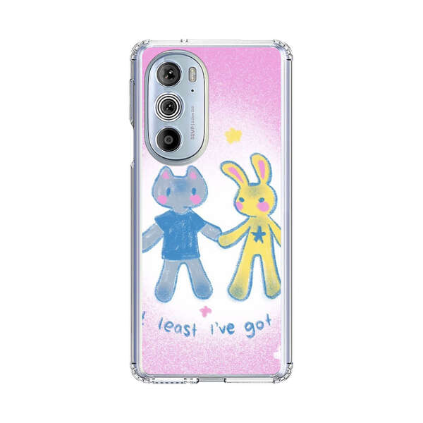 Cute Cat and Rabbit Holding Hands Motorola Edge Plus (2022) Case