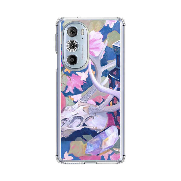 Floral Ornate Vases with Antlers Skull and Crystal Motorola Edge Plus (2022) Case