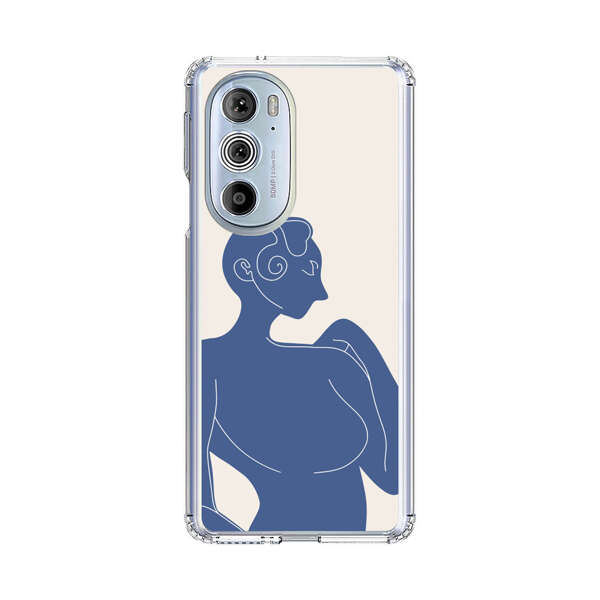 Minimalistic Abstract Female Silhouette Blue Motorola Edge Plus (2022) Case