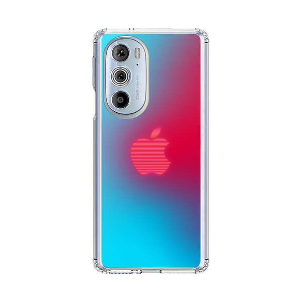 Neon Striped Apple Logo Gradient Background Motorola Edge Plus (2022) Case