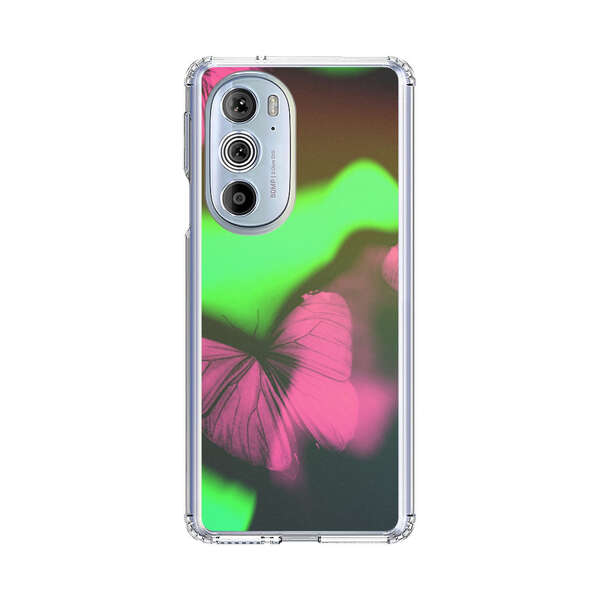 Pink Butterflies Green Background Motorola Edge Plus (2022) Case