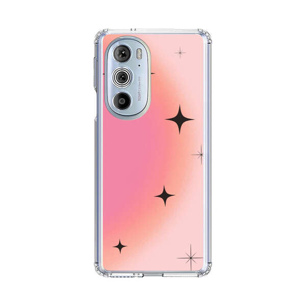 Pink Peach Gradient with Black Stars Motorola Edge Plus (2022) Case