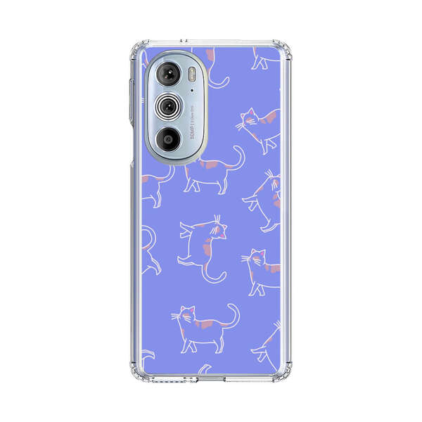 Playful Cartoon Cats on Purple Background Motorola Edge Plus (2022) Case