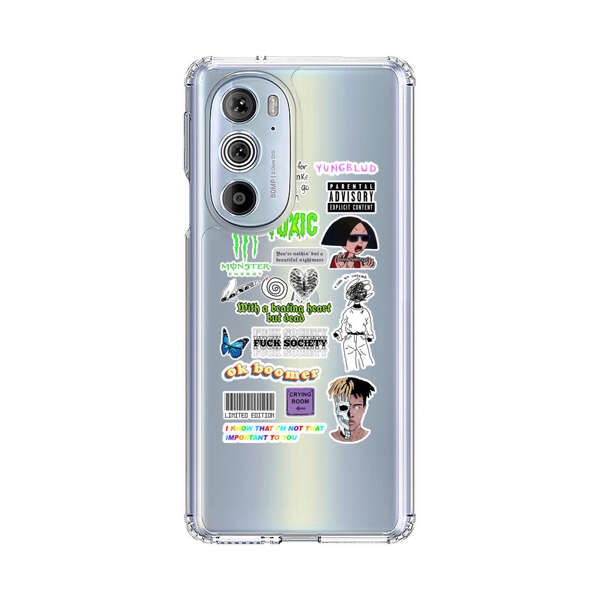 Sticker Collage Edgy Expressive Pop Culture Motorola Edge Plus (2022) Case