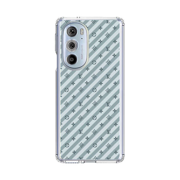 Stylish Blue Diagonal Striped Luxury Logo Pattern Motorola Edge Plus (2022) Case