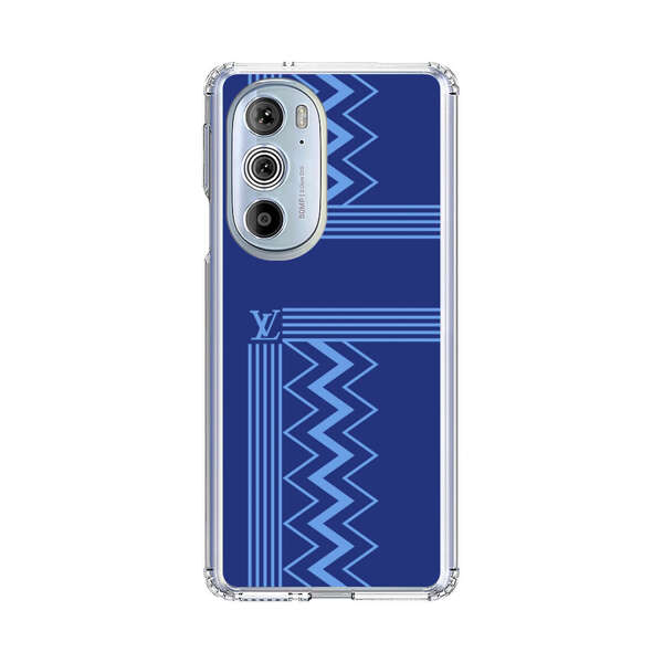 Stylish Geometric Zigzag Pattern in Blue Motorola Edge Plus (2022) Case