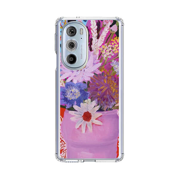 Vibrant Floral Bouquet in Pink Vase Motorola Edge Plus (2022) Case