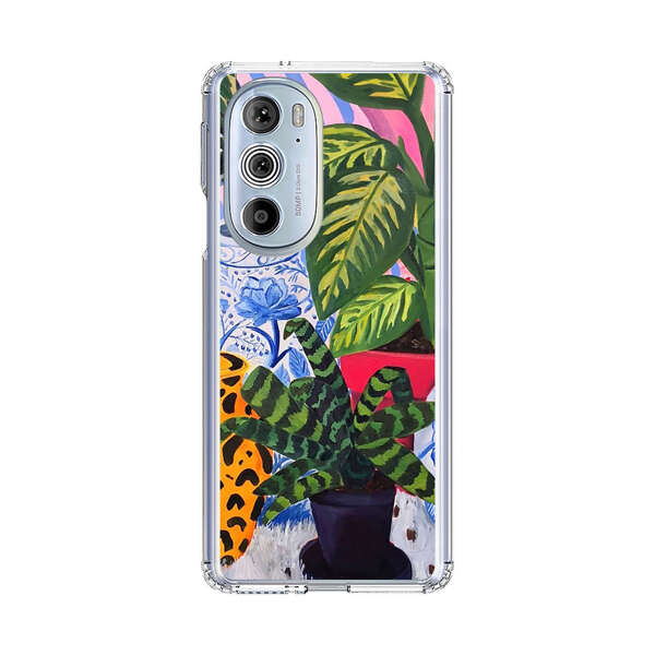Vibrant Tropical Plants and Decorative Vases Motorola Edge Plus (2022) Case