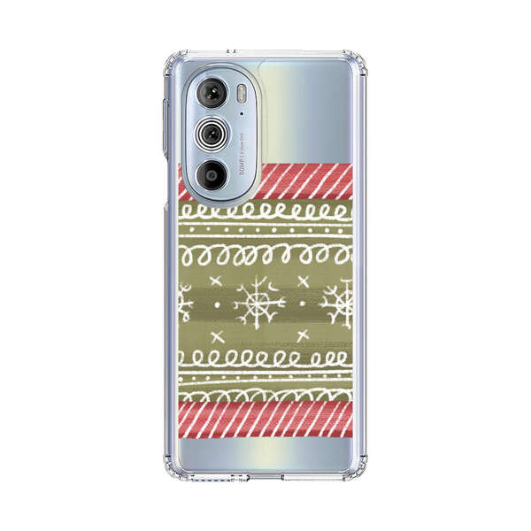 Winter Pattern with Snowflakes and Red Stripes Motorola Edge Plus (2022) Case