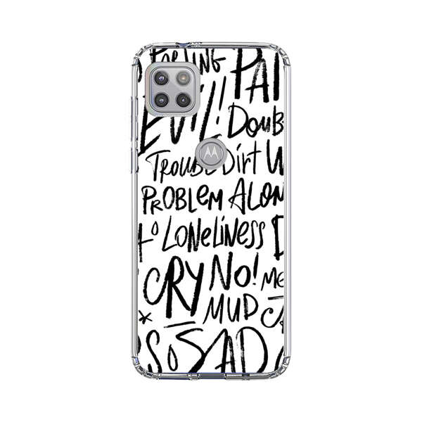 Black and White Negative Words Pattern Motorola Moto G 5G (2020) Case