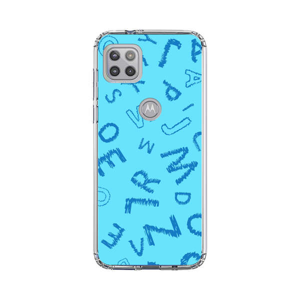 Blue background with random sketched alphabet letters Motorola Moto G 5G (2020) Case