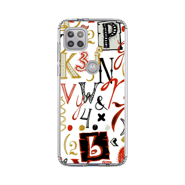 Colorful Hand Drawn Letters and Numbers Pattern Motorola Moto G 5G (2020) Case