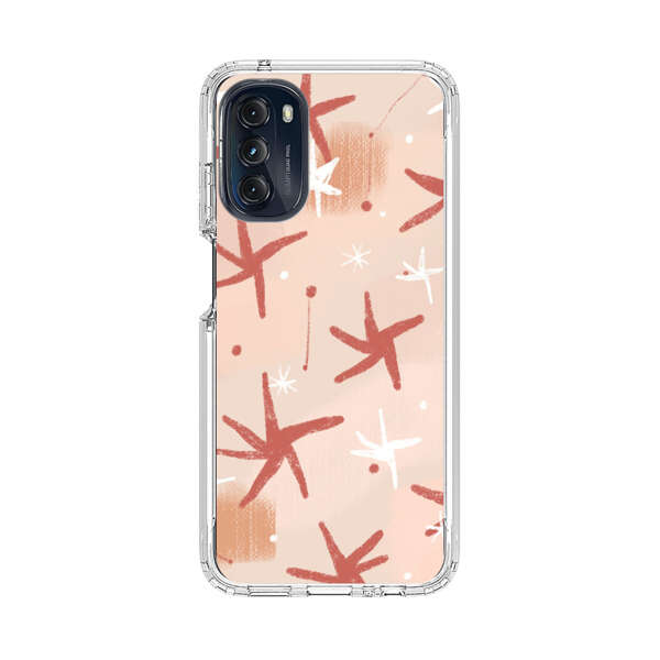Abstract Star Pattern Red and White on Beige Background Motorola Moto G 5G (2022) Case