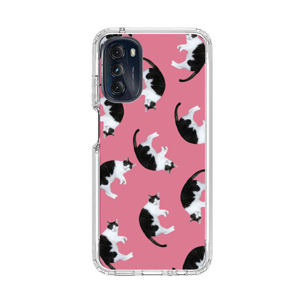 Black and White Cats Pattern on Pink Background Motorola Moto G 5G (2022) Case