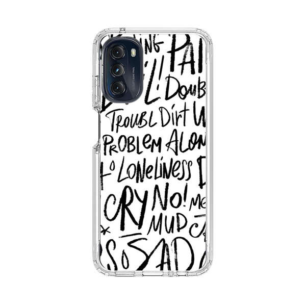 Black and White Negative Words Pattern Motorola Moto G 5G (2022) Case