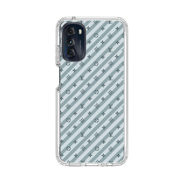 Stylish Blue Diagonal Striped Luxury Logo Pattern Motorola Moto G 5G (2022) Case