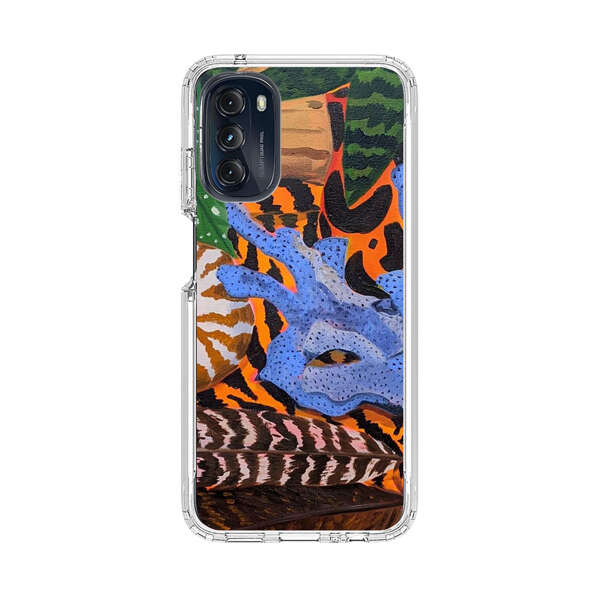 Tropical Coral Seashell Feathers on Tiger Pattern Motorola Moto G 5G (2022) Case