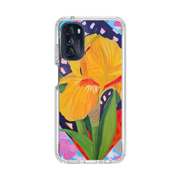 Yellow Iris Flower with Colorful Patchwork Background Motorola Moto G 5G (2022) Case