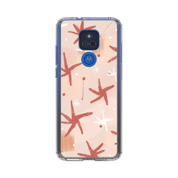 Abstract Star Pattern Red and White on Beige Background Motorola Moto G Play (2021) Case
