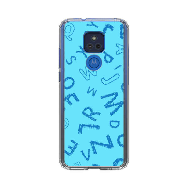 Blue background with random sketched alphabet letters Motorola Moto G Play (2021) Case