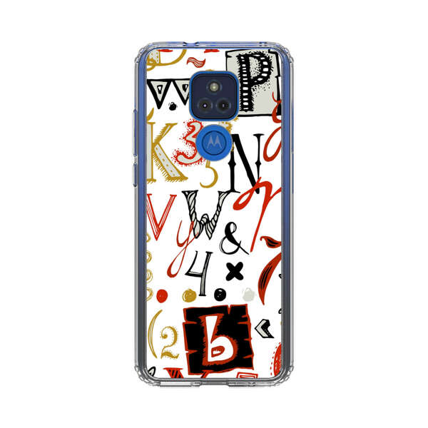 Colorful Hand Drawn Letters and Numbers Pattern Motorola Moto G Play (2021) Case