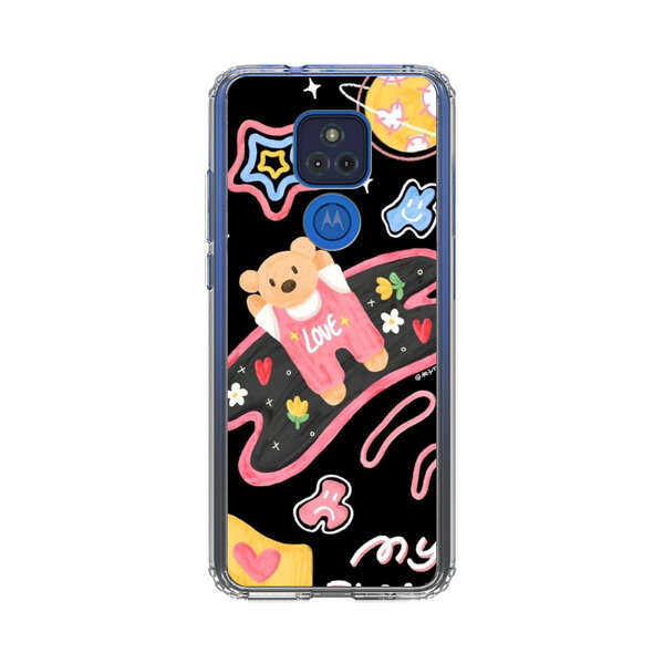 Cute Teddy Bear Love Space Design Motorola Moto G Play (2021) Case
