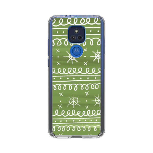 Green White Stars Loop Pattern Motorola Moto G Play (2021) Case