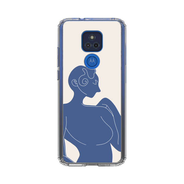 Minimalistic Abstract Female Silhouette Blue Motorola Moto G Play (2021) Case