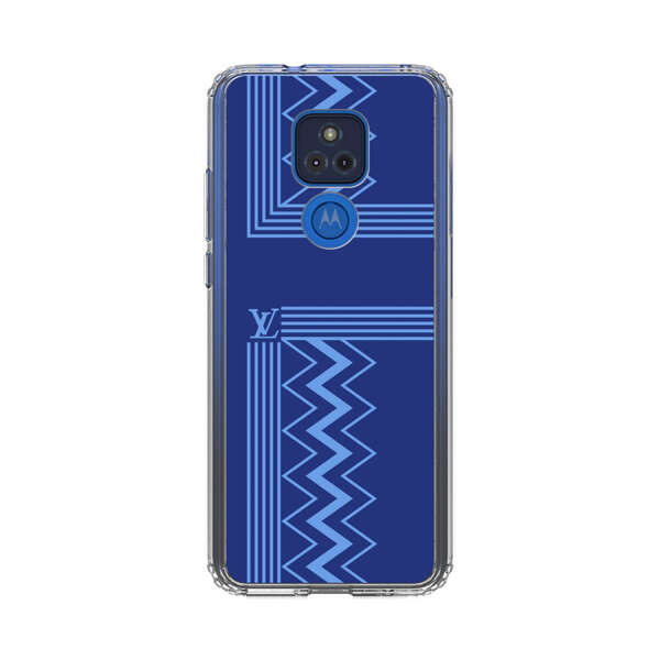 Stylish Geometric Zigzag Pattern in Blue Motorola Moto G Play (2021) Case
