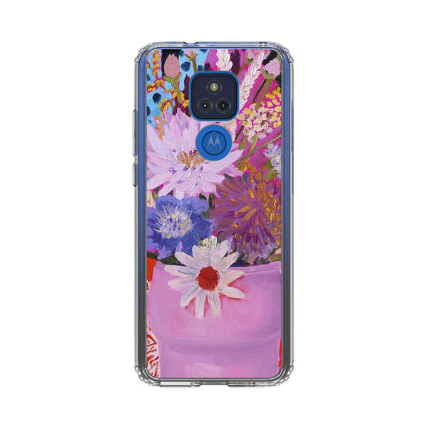 Vibrant Floral Bouquet in Pink Vase Motorola Moto G Play (2021) Case