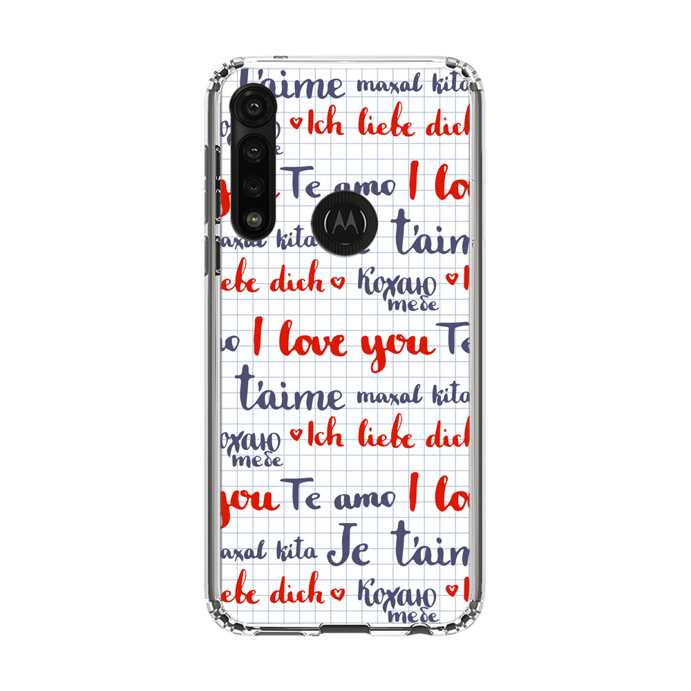 Love Message Multilingual Pattern Motorola Moto G Power (2020) Case