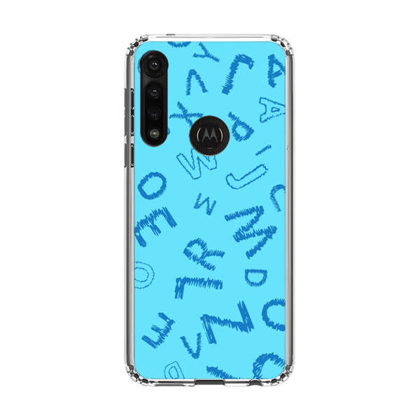 Blue background with random sketched alphabet letters Motorola Moto G Power (2020) Case