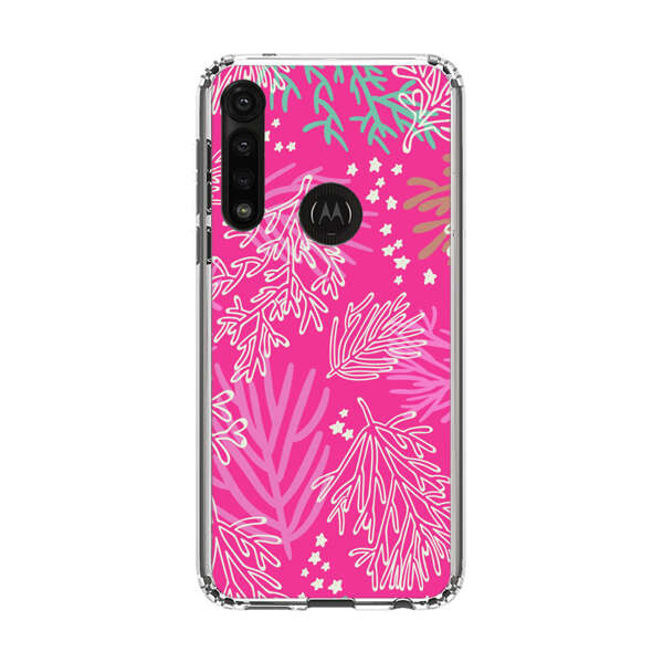 Bright Pink Tropical Leaf Pattern Motorola Moto G Power (2020) Case