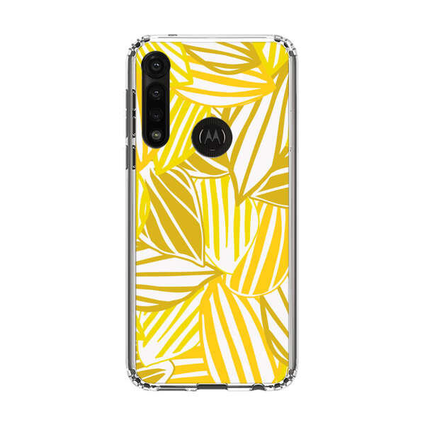 Bright Yellow Striped Tropical Leaves Pattern Motorola Moto G Power (2020) Case