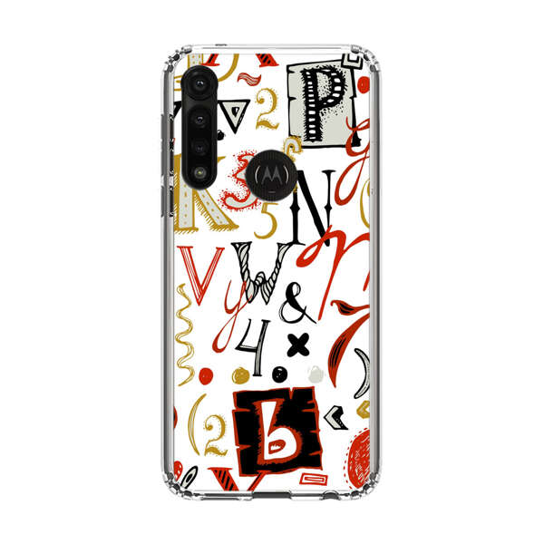 Colorful Hand Drawn Letters and Numbers Pattern Motorola Moto G Power (2020) Case