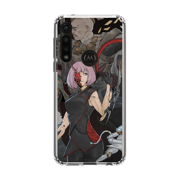 Futuristic Cyberpunk Warriors and Robotic Cat in Dynamic Pose Motorola Moto G Power (2020) Case