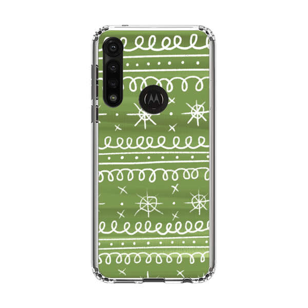 Green White Stars Loop Pattern Motorola Moto G Power (2020) Case