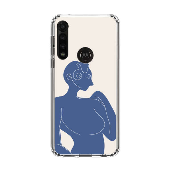 Minimalistic Abstract Female Silhouette Blue Motorola Moto G Power (2020) Case