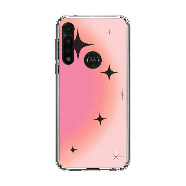 Pink Peach Gradient with Black Stars Motorola Moto G Power (2020) Case